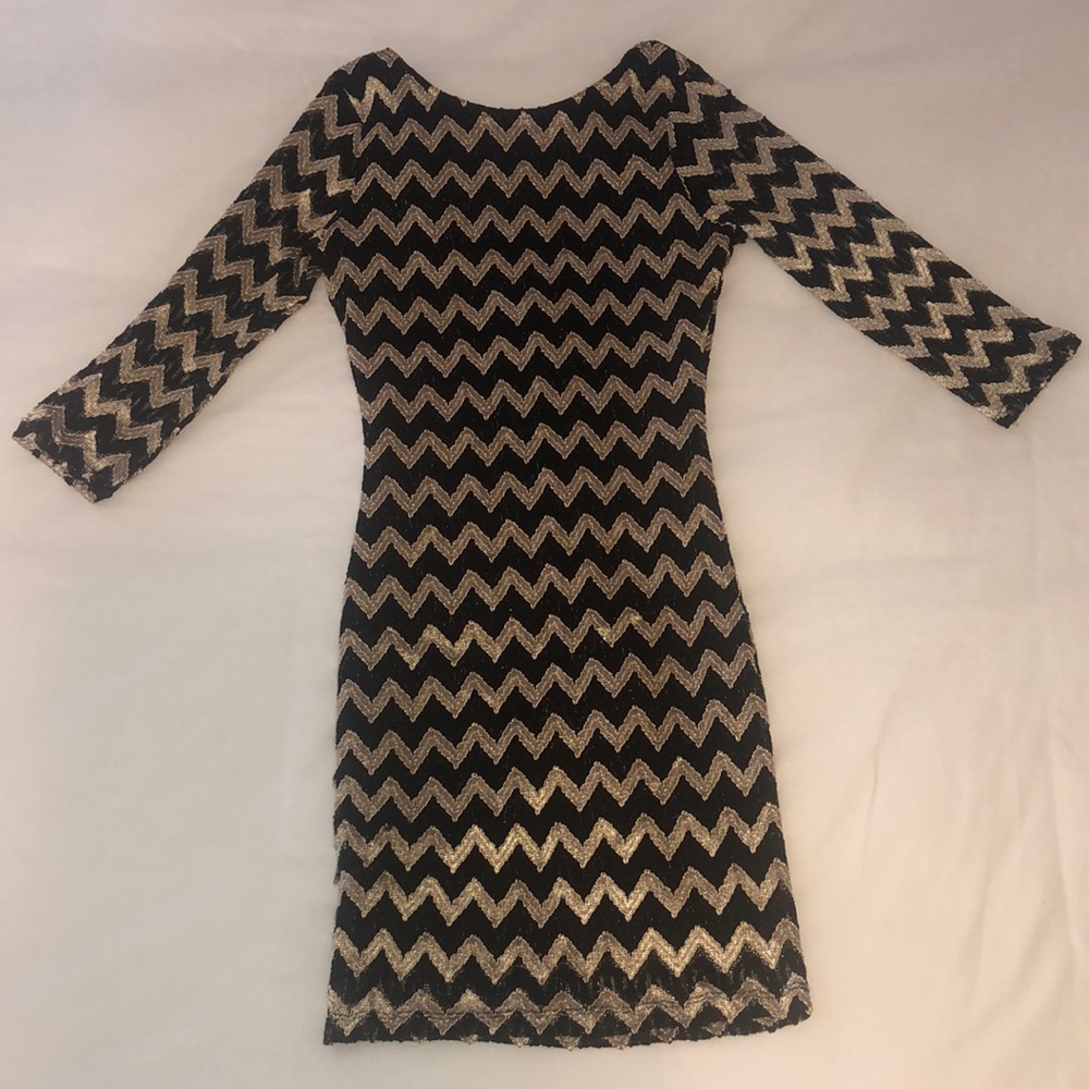 Chevron /Zig Zag Gold & Black Dress